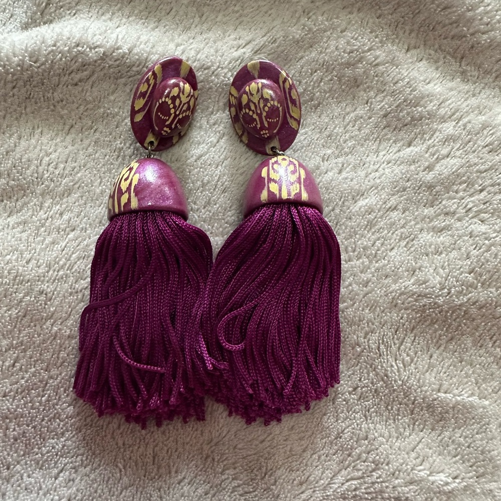 Elegant Purple Tassel Earrings